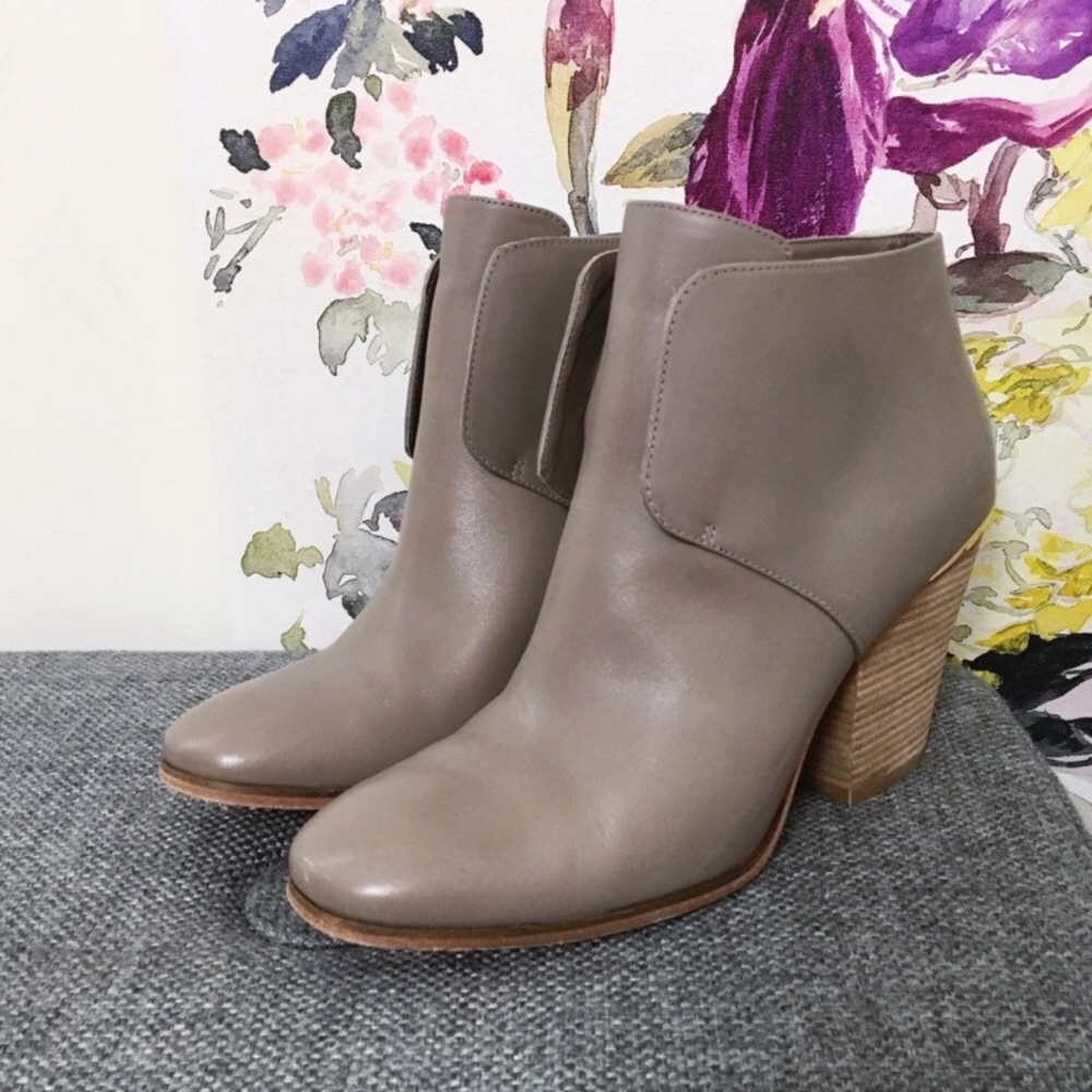 Cole Haan Taupe Gold Heel Back Ankle Booties